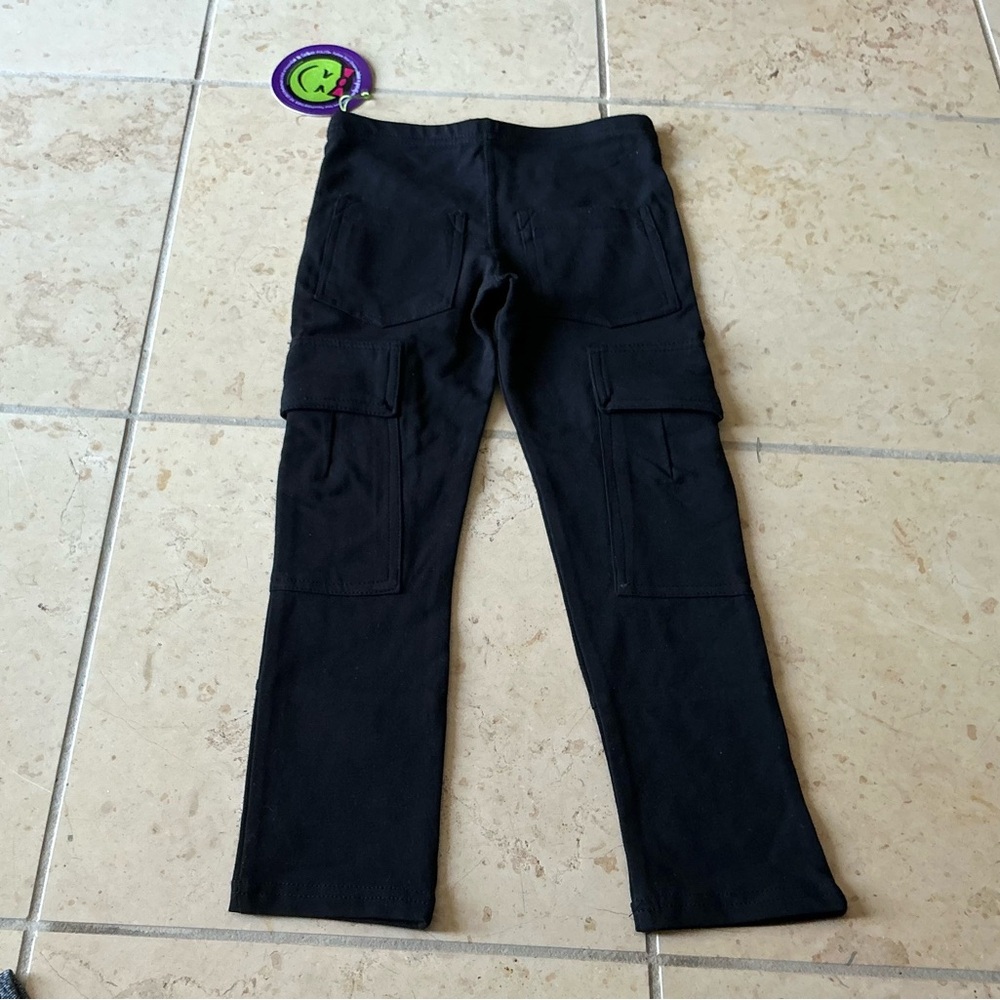 NWT Peekaboo Beans Black Cargo Pants size 5 girls